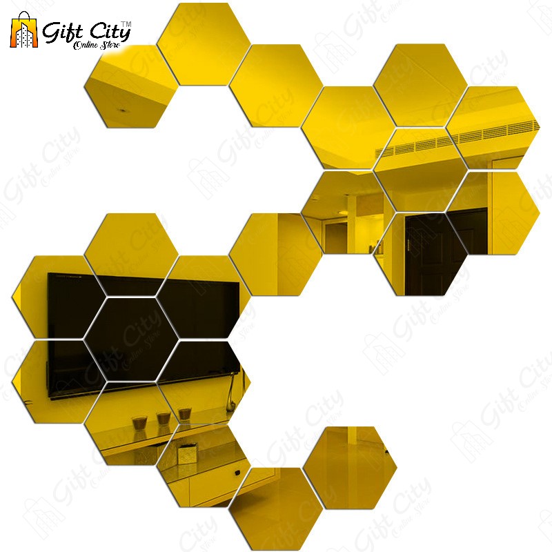 Golden Acrylic Hexagon Mirror