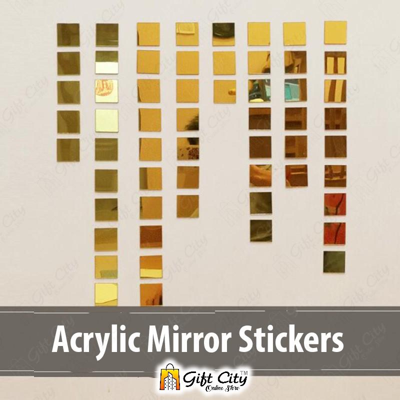 3D Square Acrylic Mirror Wall Art Stickers 