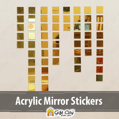 3D Square Acrylic Mirror Wall Art Stickers 