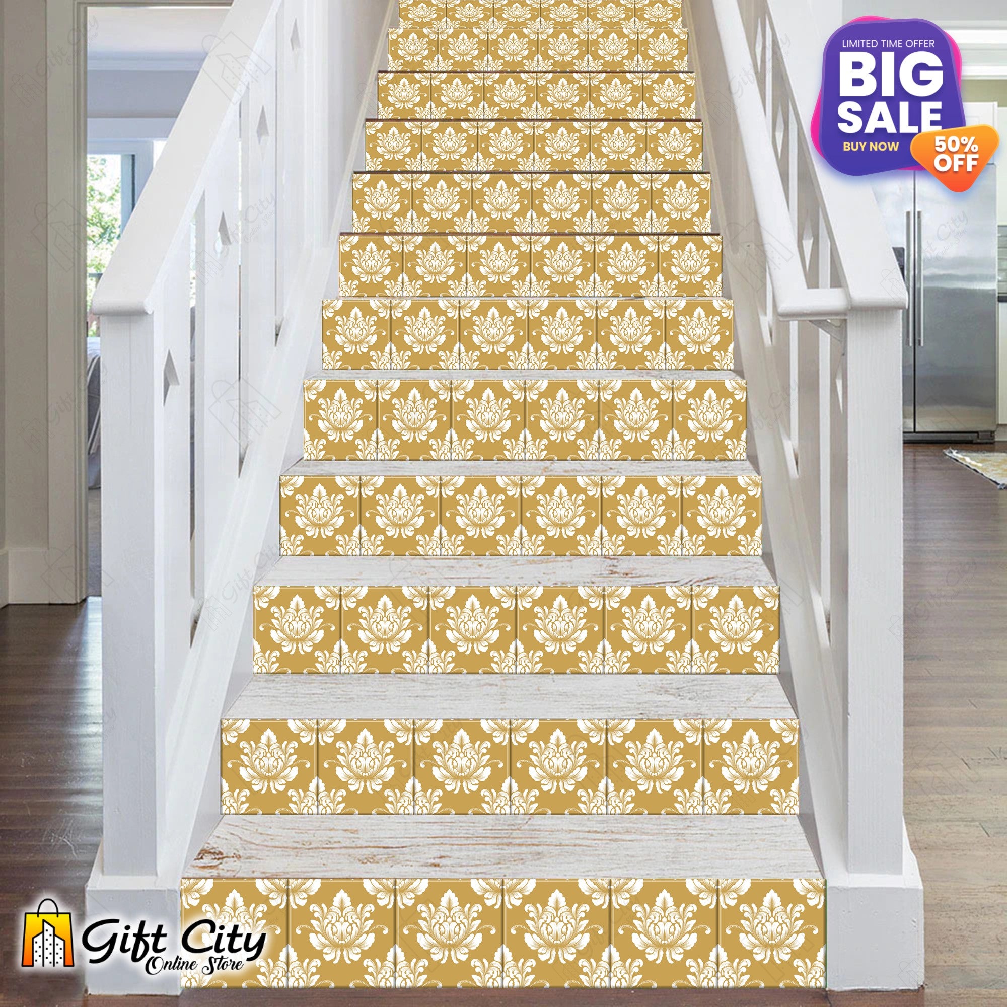 Golden Pattern Design Wall Decorative Self Adhesive Tile Stickers