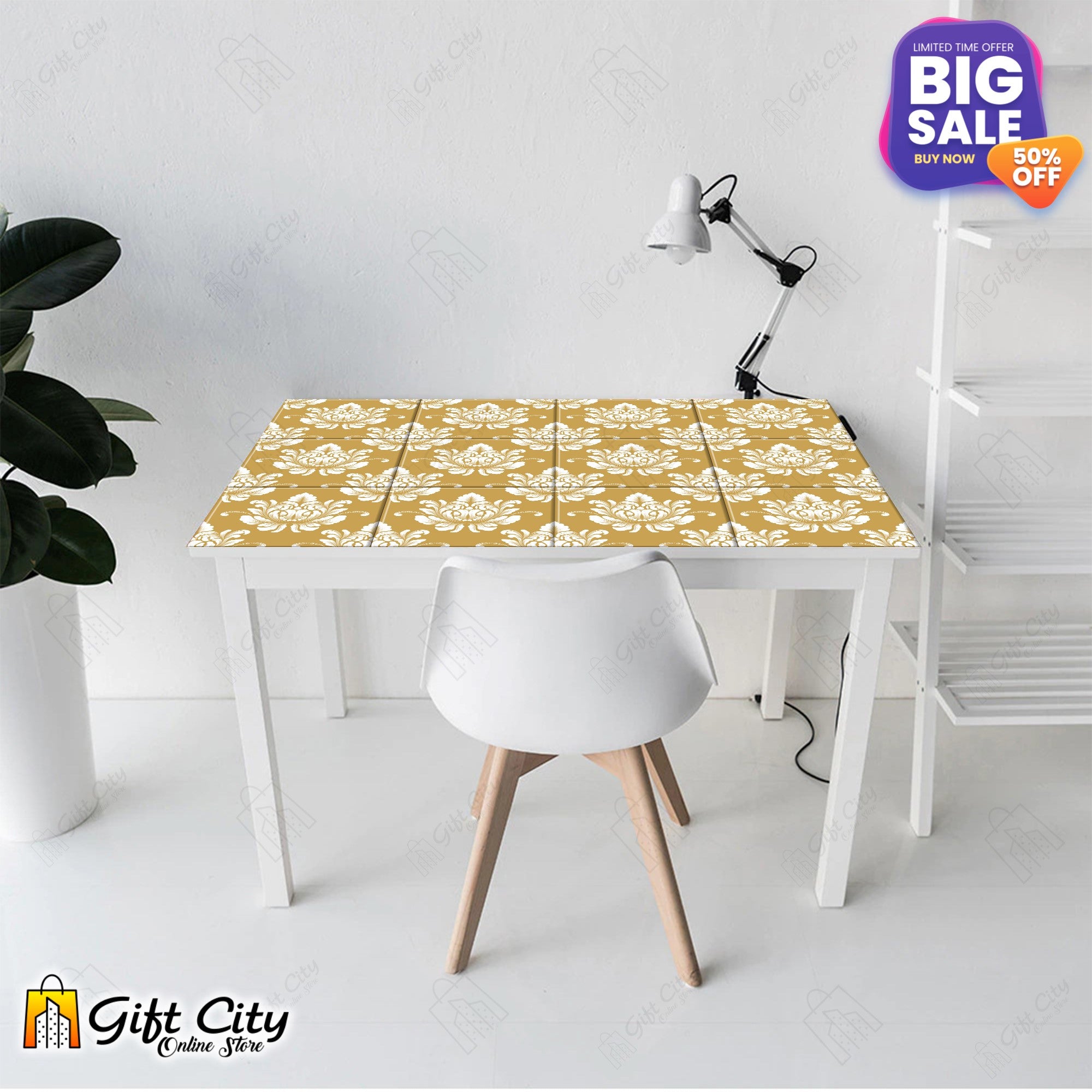 Golden Pattern Design Wall Decorative Self Adhesive Tile Stickers