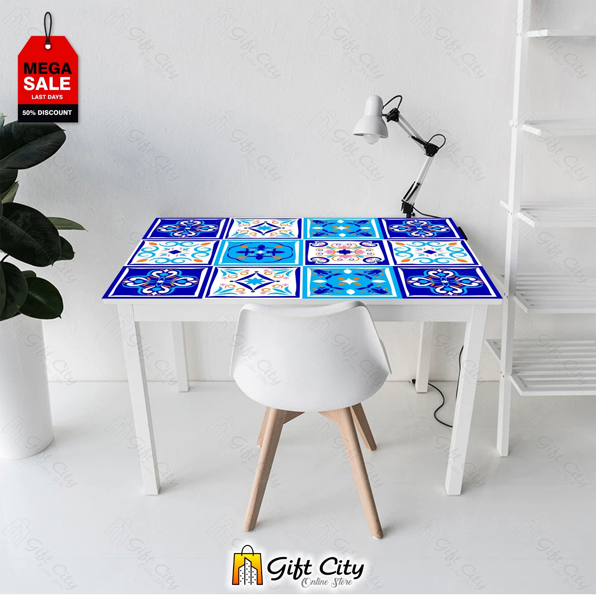  Blue Pattern Design Wall Decorative Tile Stickers