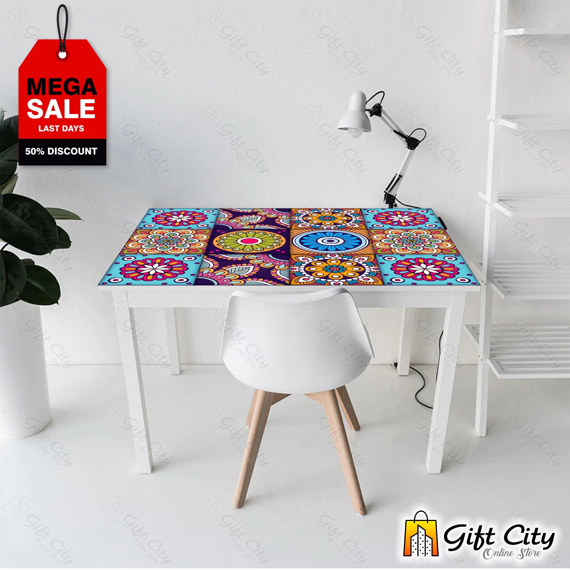 Colorful Mandala Pattern Self Adhesive Kitchen Tile Stickers