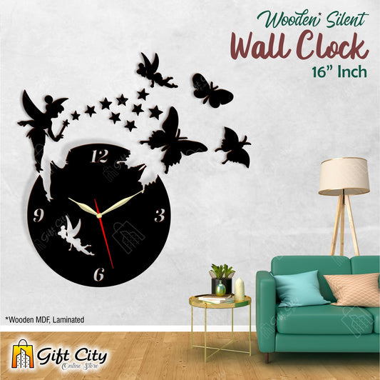 Fairy With Stars & Butterflies 3D Silent Wall Clock