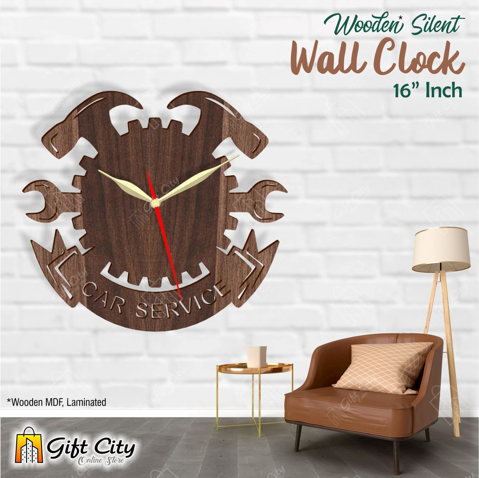 Car Service Station 3D  Wall Clock 