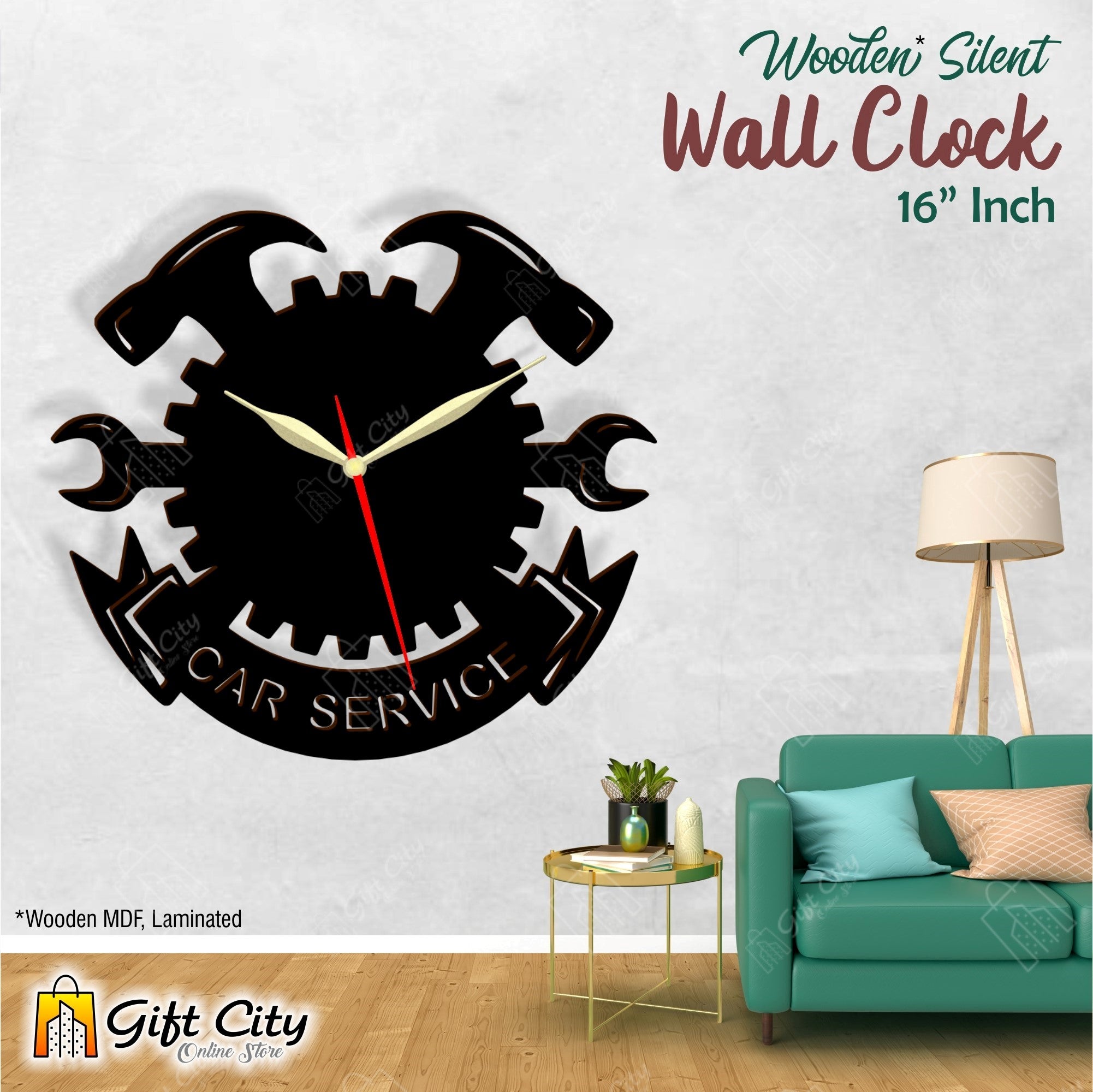 Car Service Station 3D  Wall Clock 