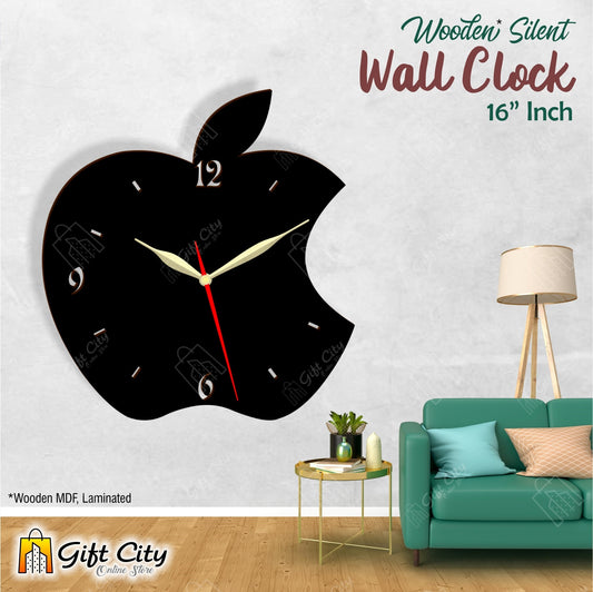 Apple 3D Silent Wooden Wall Clock