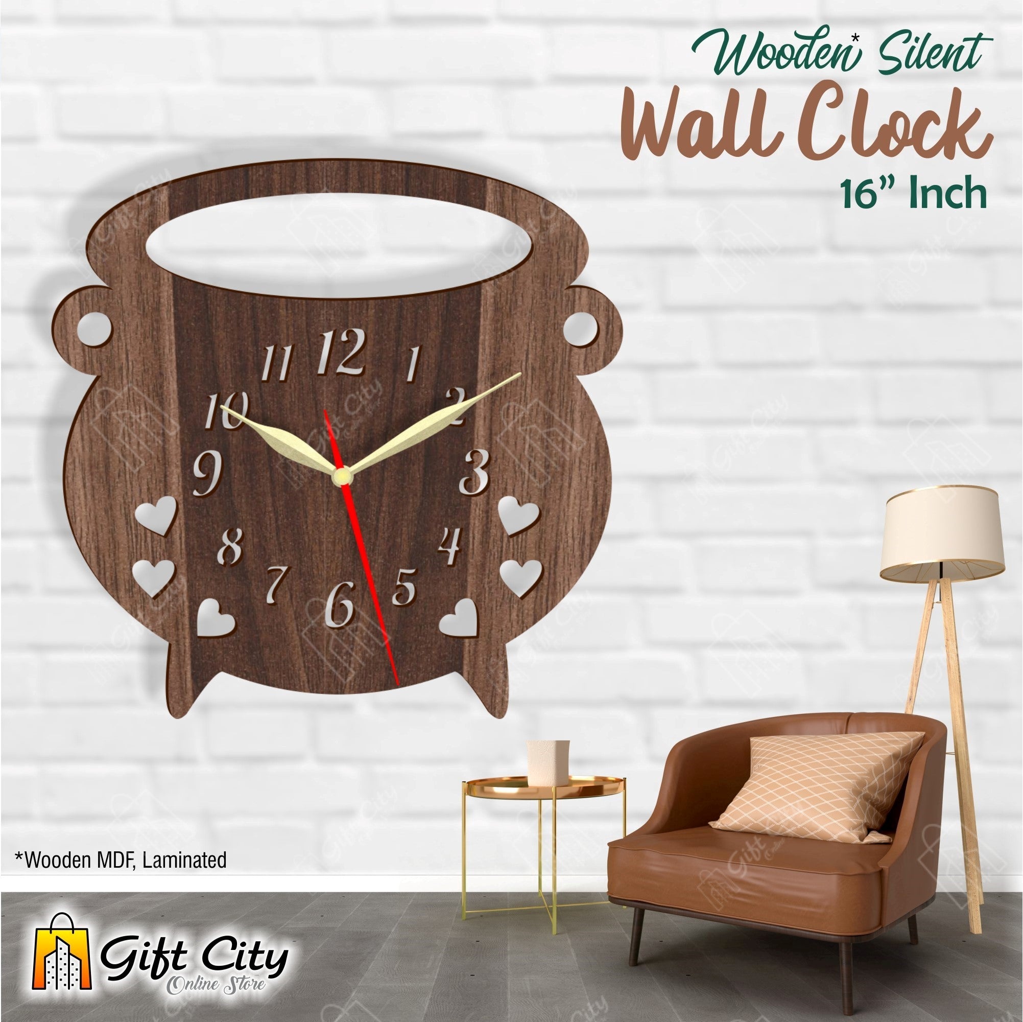 Kitchen Special 3D Silent Wooden Wall Clock