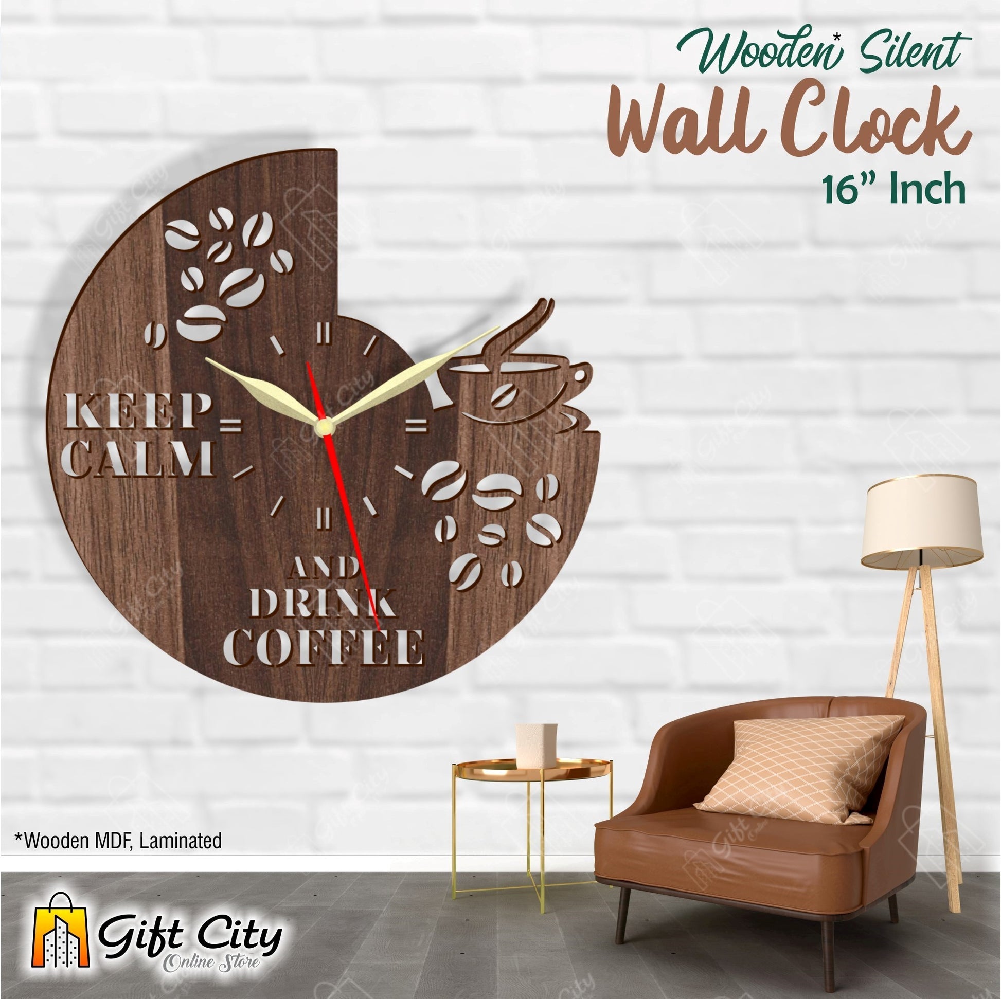 Keep Calm & Drink Coffee 3D Silent Wall Clock