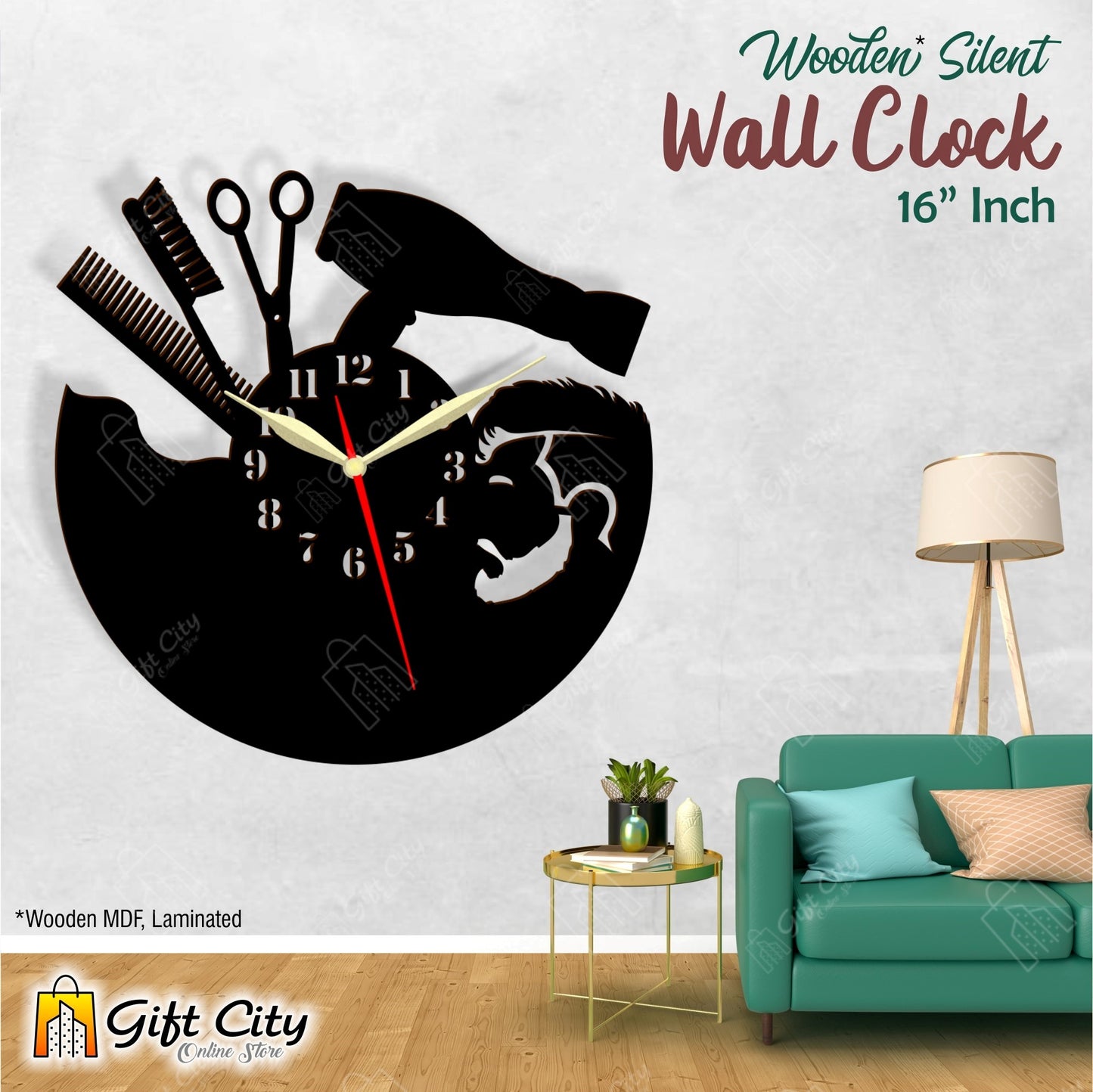 Men's Beauty Salon 3D Silent Wall Clock 