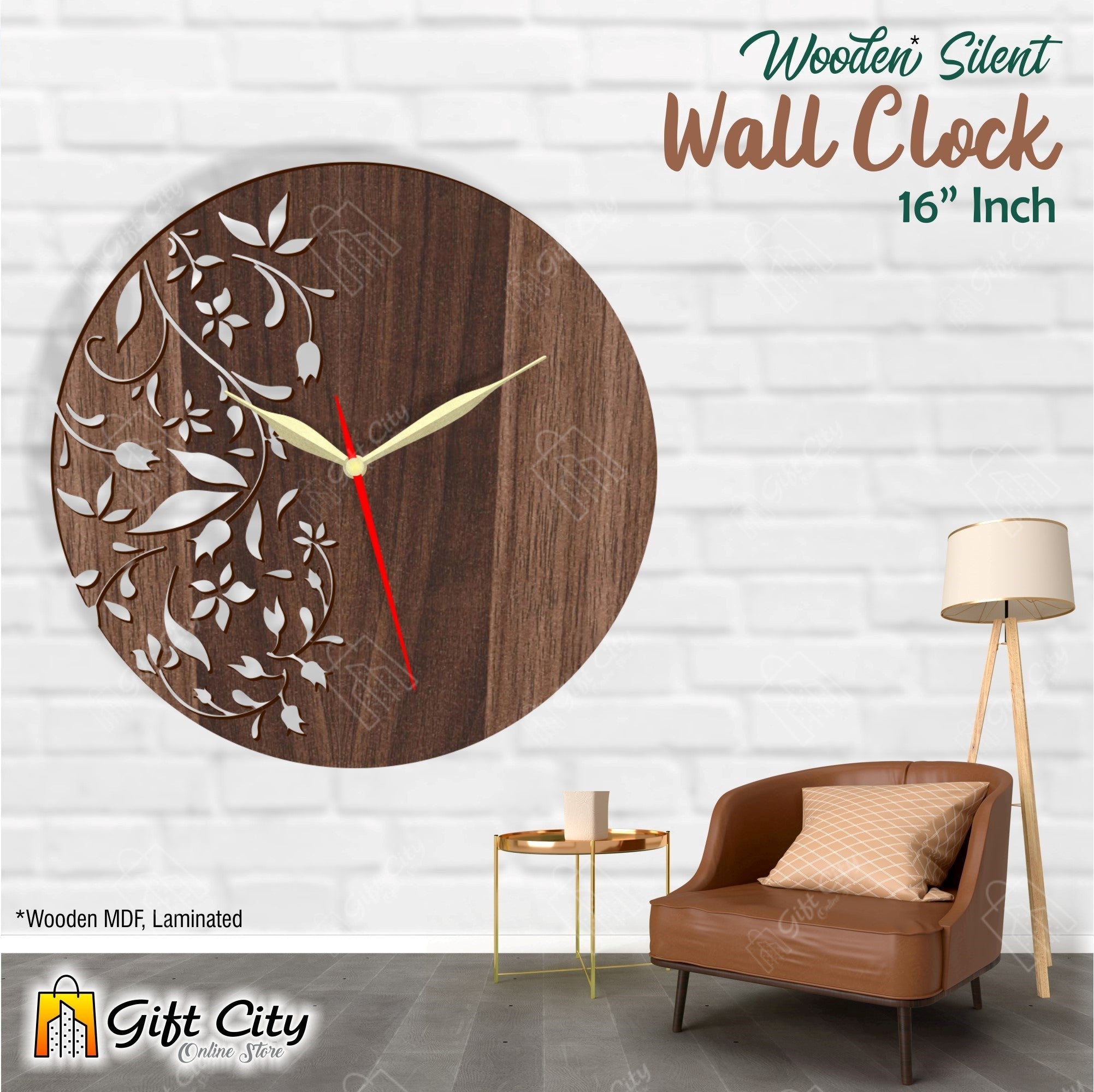 Half Leaf Flower 3D Silent Wall Clock