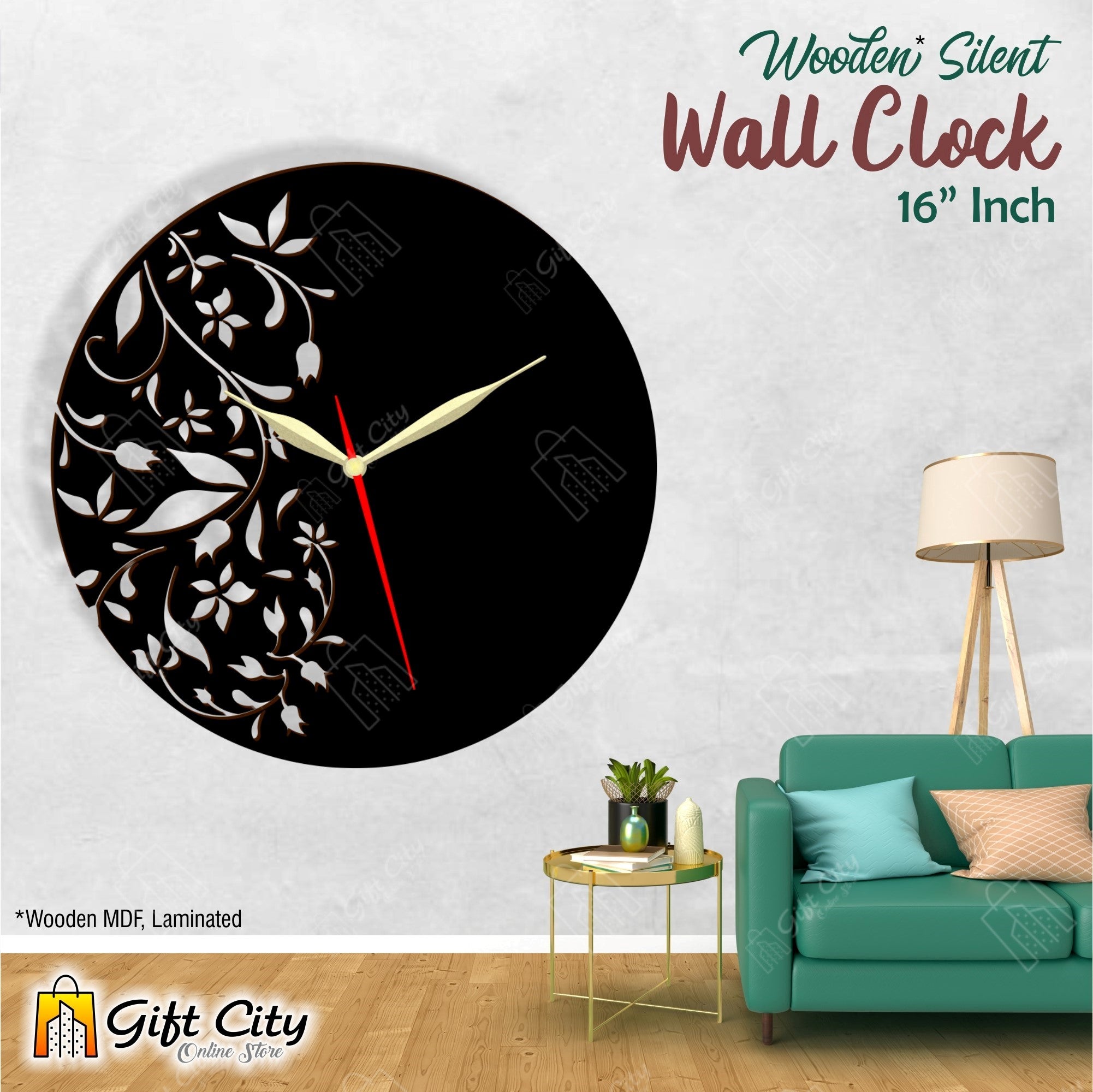 Half Leaf Flower 3D Silent Wall Clock