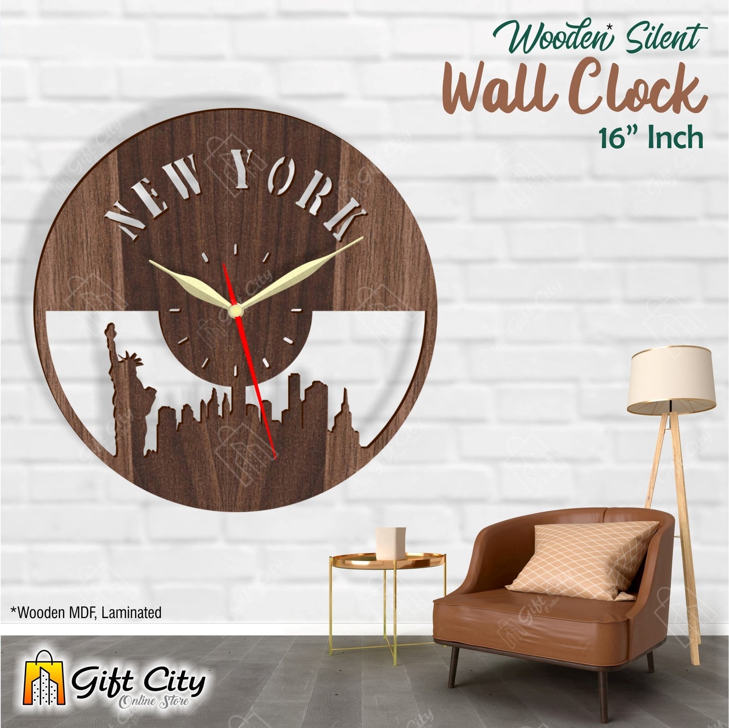 New York Special 3D Silent Wall Clock