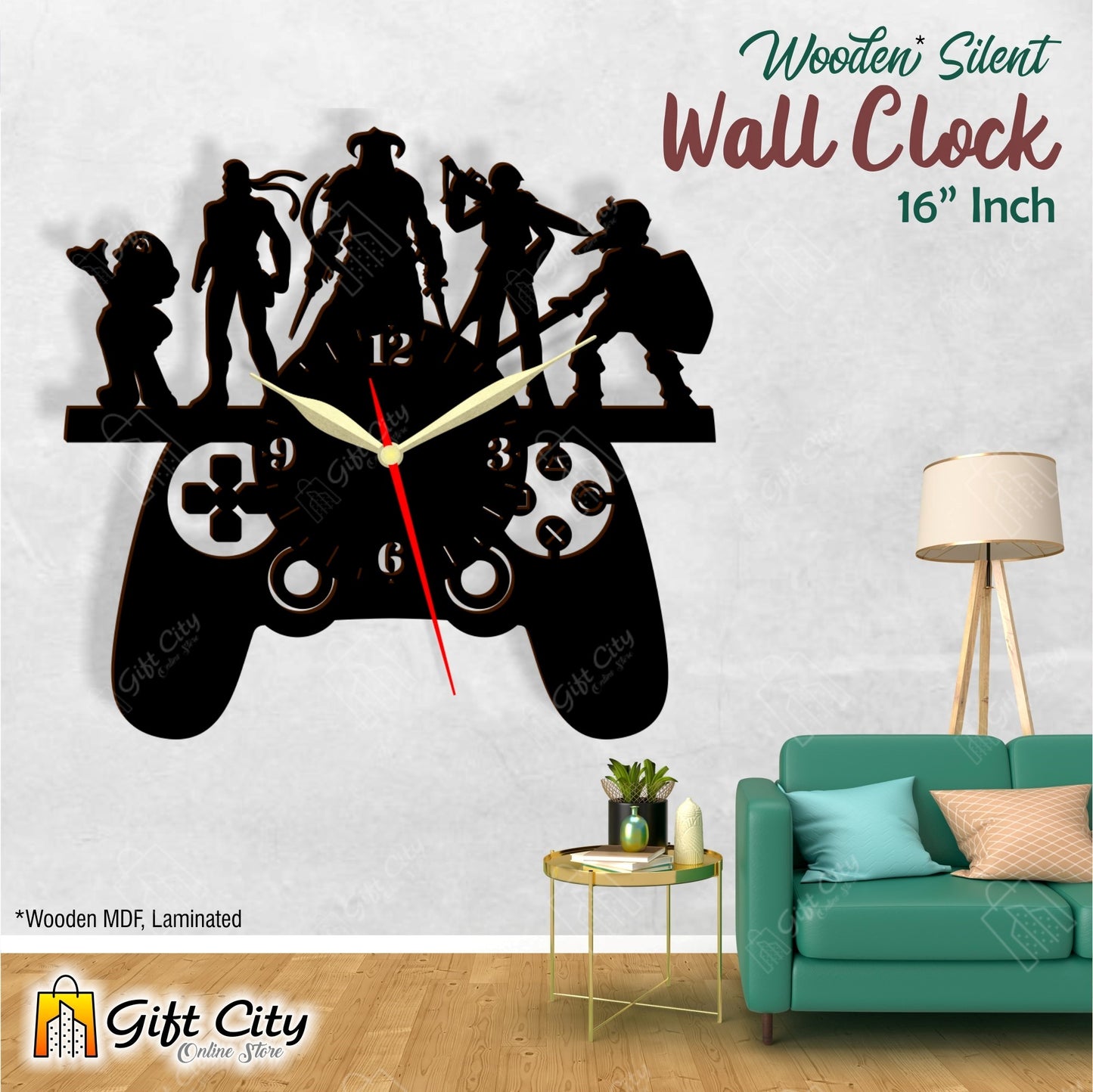 PUBG Gaming 3D Silent Wall Clock 