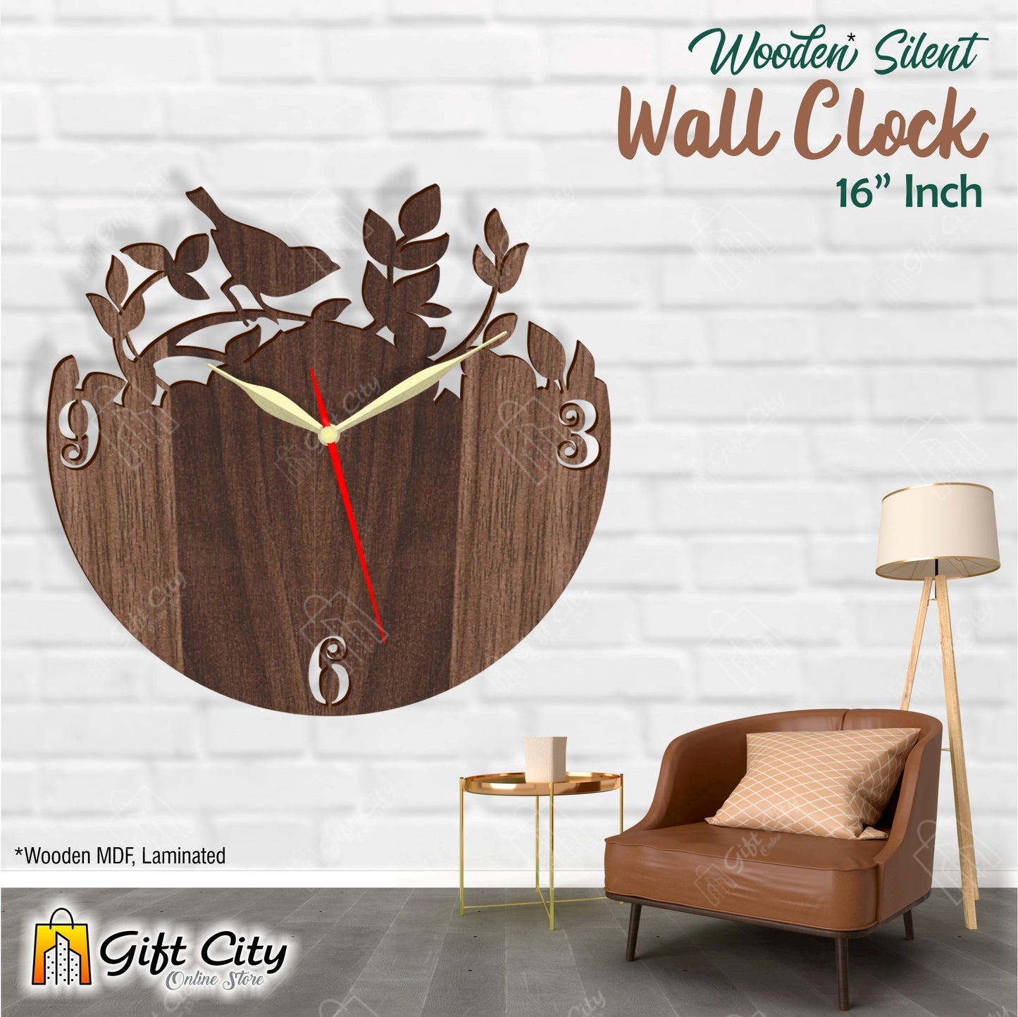 Sparrow on Tree 3D Silent Wall Clock