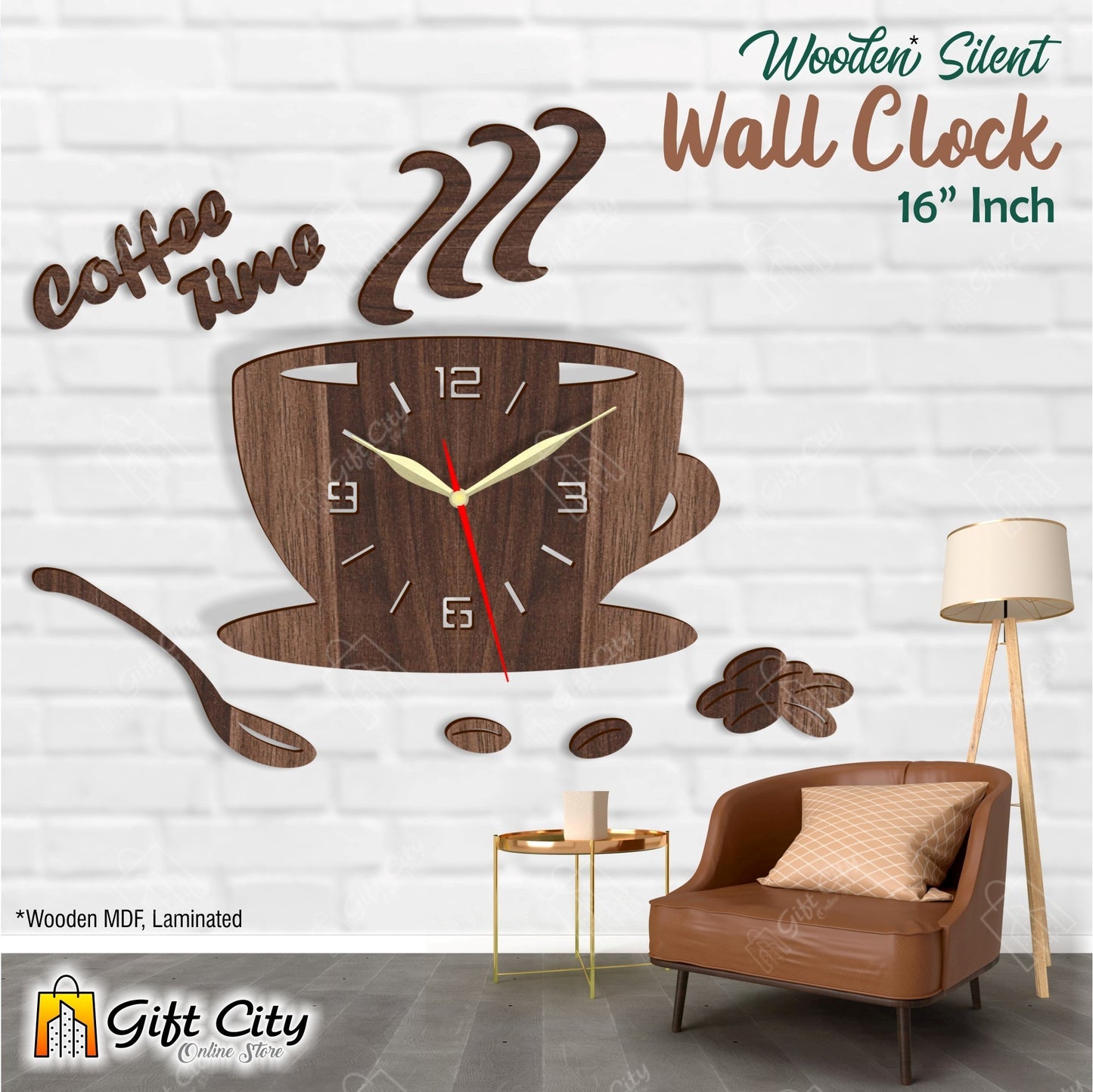 Coffee Time Kitchen Special Wooden Wall Clock