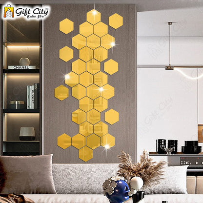 Golden Acrylic Hexagon Mirror