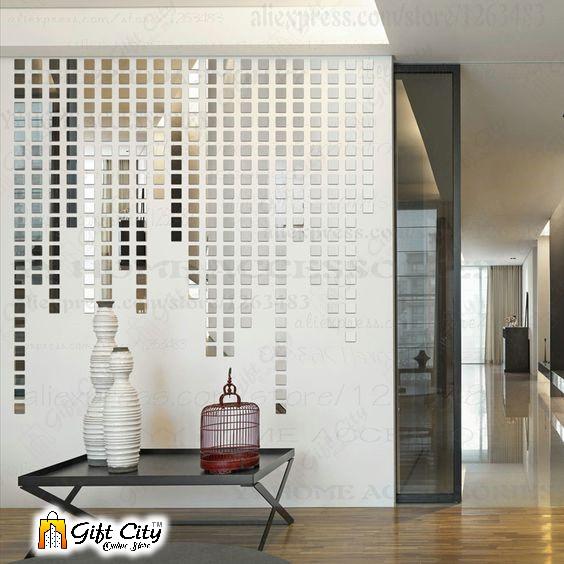 3D Square Acrylic Mirror Wall Art Stickers 