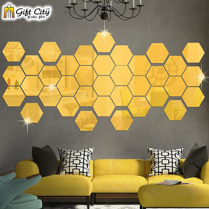 Golden Acrylic Hexagon Mirror