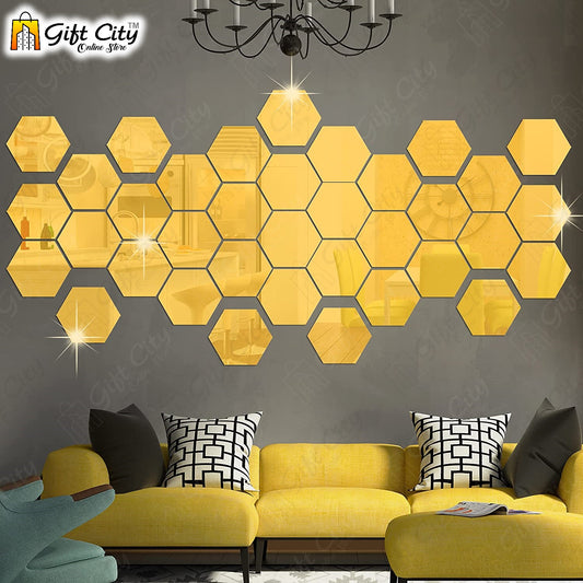 Golden Acrylic Hexagon Mirror