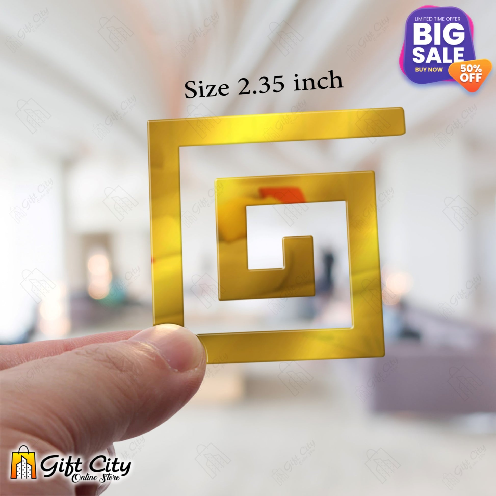 Self Adhesive Golden Border Acrylic Mirror Sticker