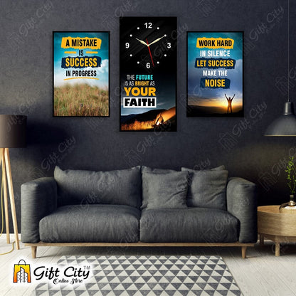 3 In One Motivational Quote Frame Wall Clock - Gift City Gift City 