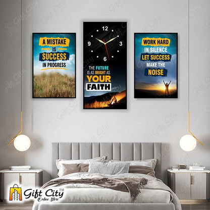 3 In One Motivational Quote Frame Wall Clock - Gift City Gift City 