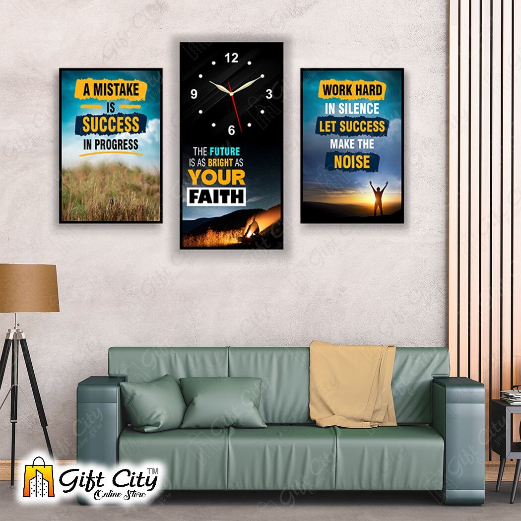 3 In One Motivational Quote Frame Wall Clock - Gift City Gift City full-set 